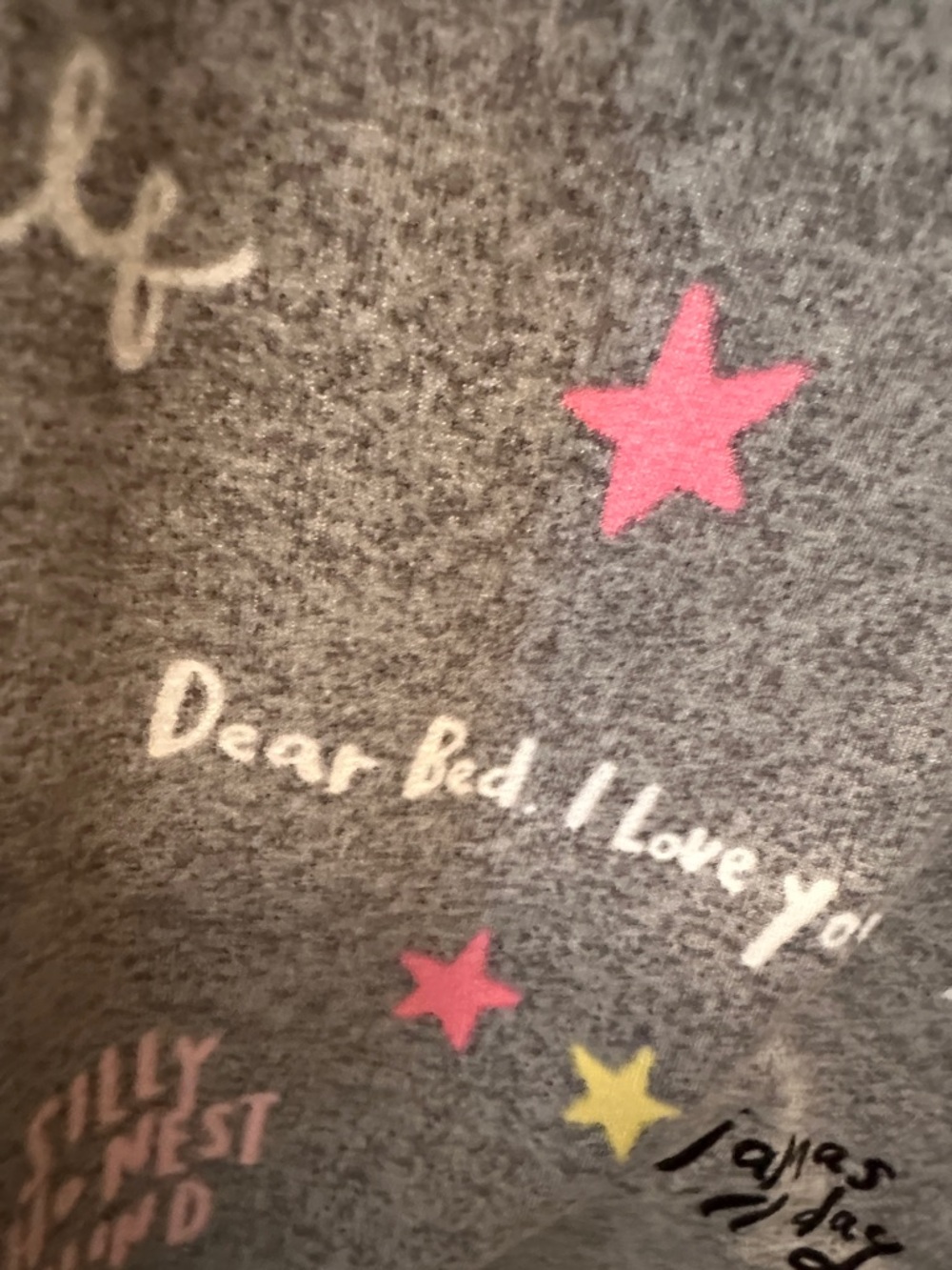 Joyspun Gray Star & Novelty Script Pajama Tank Top and Shorts Set Size M (8-10) - Picture 8 of 12